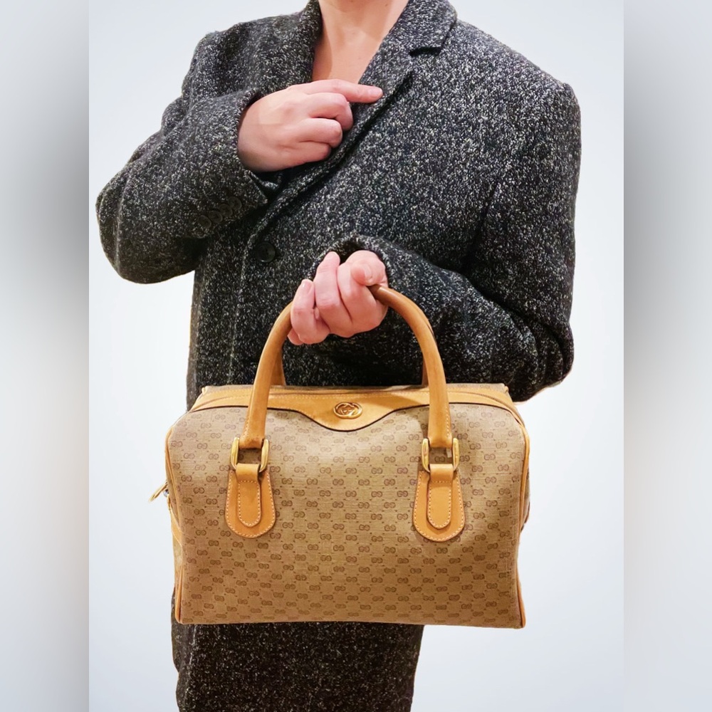 Authentic Vintage Gucci GG Micro Boston Monogram Bag